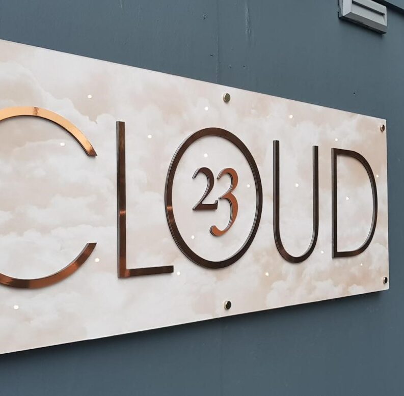 Cloud 23 metal signage